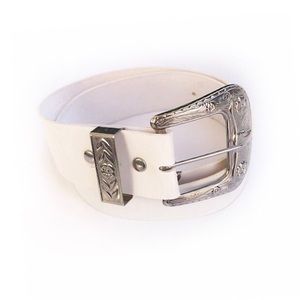 Vintage White Faux Leather Western Belt